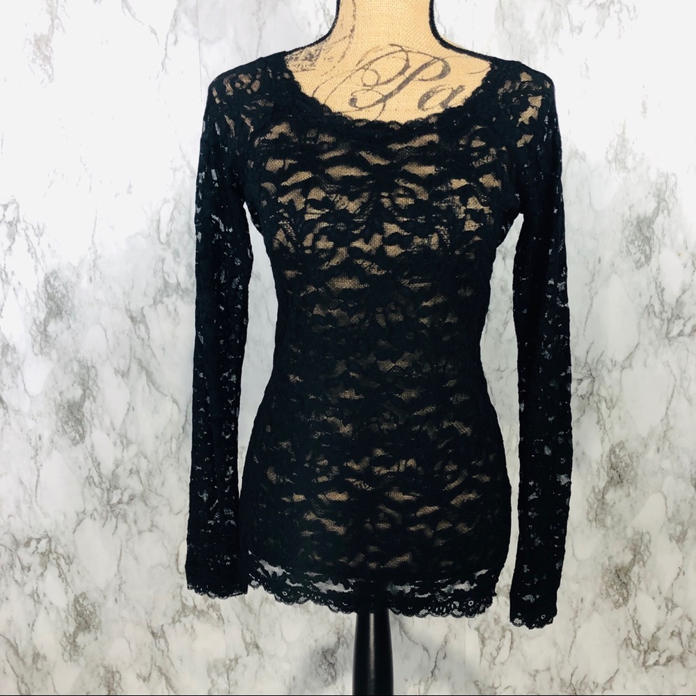 Moda International Sheer Lace Top